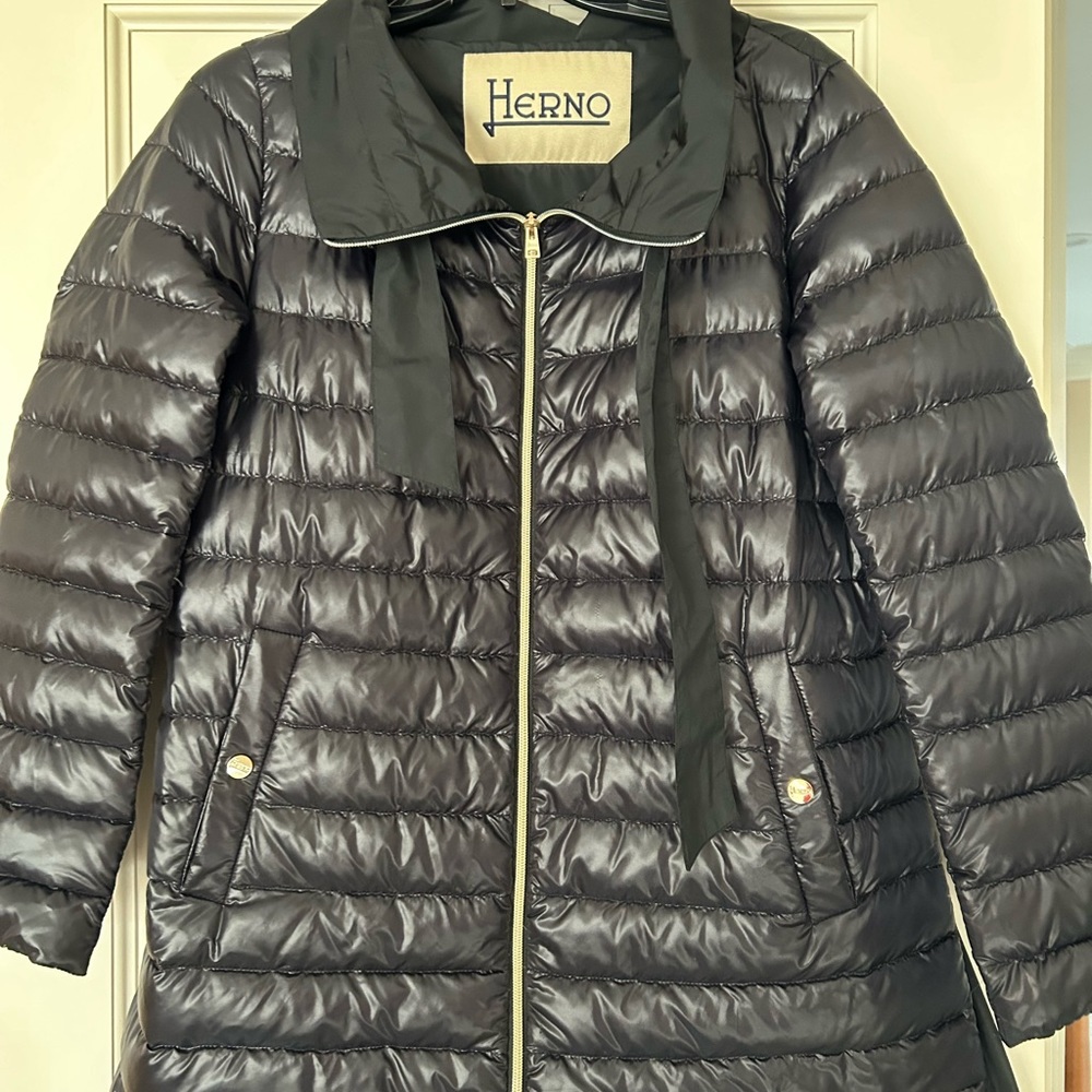 HERNO NWOT Women's  Black Nylon Long Sleeve Mid- Length Jacket